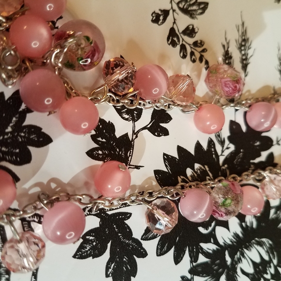Long pink rose necklace jr8 - Picture 4 of 6
